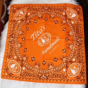 2 Titos Handmade Vodka , Handkerchief  bandana orange, white and black paisley